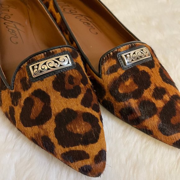 Brighton Shoes - Leopard Calf Hair Pointy Loafers